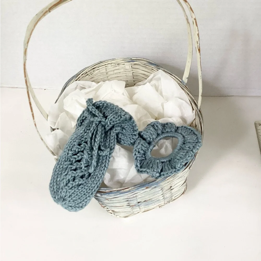 Hand Crafted Soap Saver Bag Pouch Hair Scrunchy Bath Essential Cotten Denim Blue